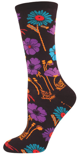 Womens Poppy Flowers Socks - HalfMoonMusic