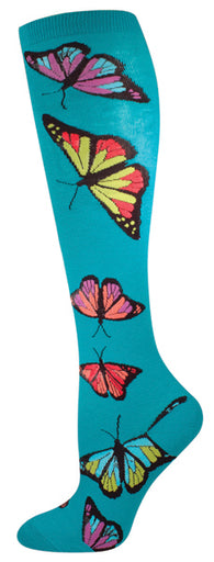 Bermuda Blue Butterfly Knee High Socks - HalfMoonMusic