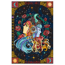Celestial Zodiac 3D Indian Tapestry - HalfMoonMusic