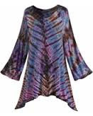Womens Tie Dye Bell Sleeve Tunic Dress - HalfMoonMusic