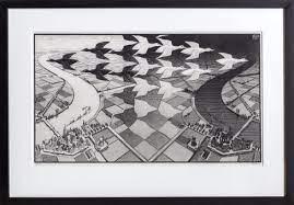 Day and Night Escher Art Print - HalfMoonMusic