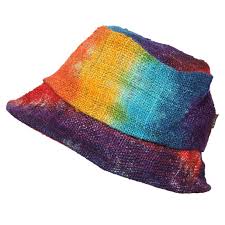 Rainbow Tie Dye Hemp Bucket Hat - HalfMoonMusic