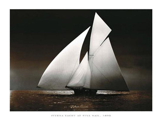 Iverna Yacht At Full Sail Art Print - HalfMoonMusic