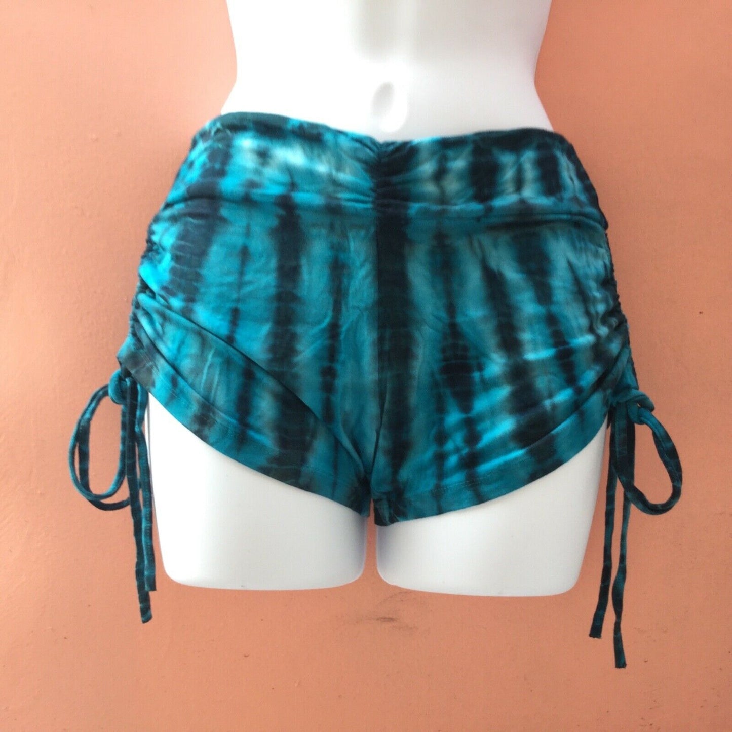 Women's Spandex Tie-Dye Side String Sinched Shorts - HalfMoonMusic