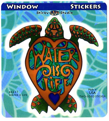 Water Is Life Turtle Window Sticker - HalfMoonMusic