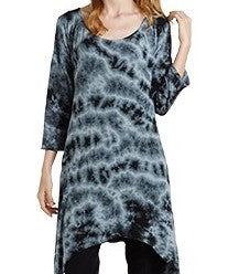 Tie Dye Viscose Long Sleeve Tunic Top - HalfMoonMusic