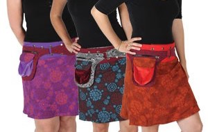 Women's Cotton Flower Snap Skirt - HalfMoonMusic