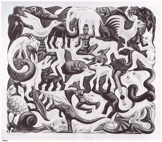 Mosaic Escher Art Print - HalfMoonMusic