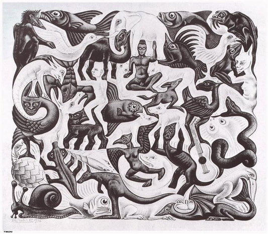 Mosaic Escher Art Print - HalfMoonMusic