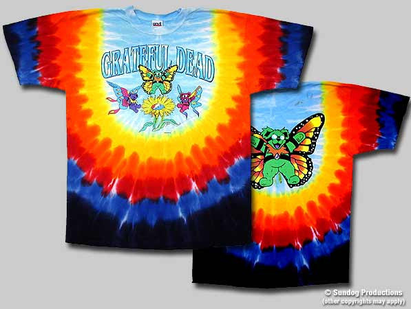 Grateful Dead Butterfly Bears Tie-Dye T-Shirt - HalfMoonMusic