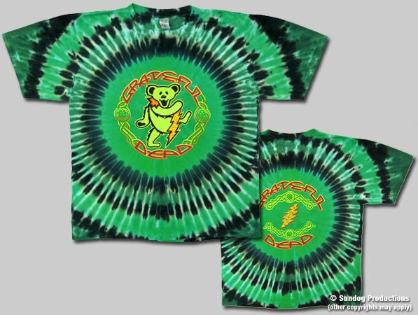 Grateful Dead Dancing Celtic Bear Tie-Dye T-Shirt - HalfMoonMusic