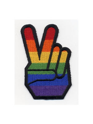 Rainbow Peace Fingers Patch - HalfMoonMusic