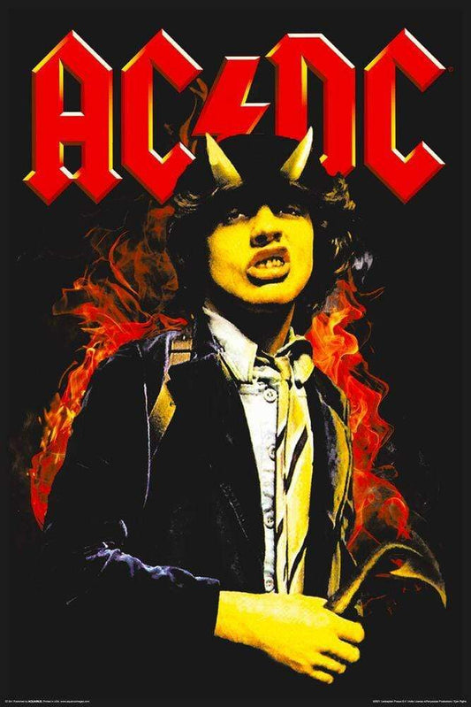 AC/DC Horns Black Light Poster - HalfMoonMusic