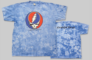 Mens Steal Your Face Blue Crinkle Tie Dye T-shirt - HalfMoonMusic