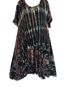 Womens Plus Size Tie Dye Mid Knee Dress - HalfMoonMusic