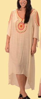 Womens Cotton Flower Mandala Crochet Cover-Up Dress - HalfMoonMusic