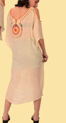 Womens Cotton Flower Mandala Crochet Cover-Up Dress - HalfMoonMusic