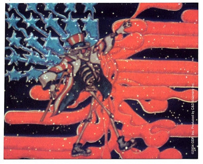 Grateful Dead Skeleton Melt Flag Sticker - HalfMoonMusic