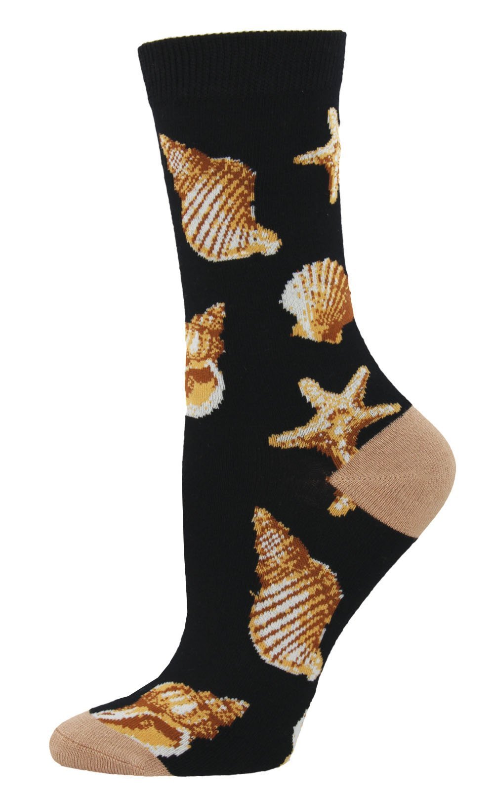 Womens Seashell Bamboo Crew Socks - HalfMoonMusic