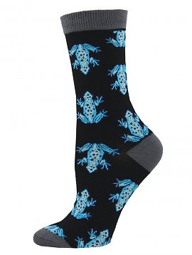 Womens Frogs Bamboo Crew Socks - HalfMoonMusic