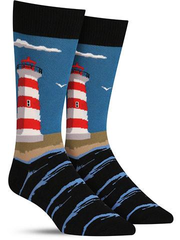 Womens Lighthouse Crew Socks - HalfMoonMusic