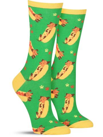 Women's Weiner Dog Crew Socks - HalfMoonMusic
