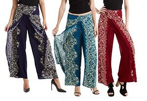Rayon Floral Wrap Pants - HalfMoonMusic