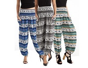 Rayon Elephant Print Harem Pants - HalfMoonMusic