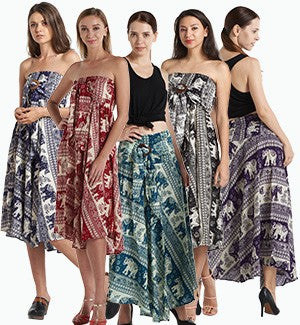 Dual Elephant Print Rayon Skirt/Dress - HalfMoonMusic