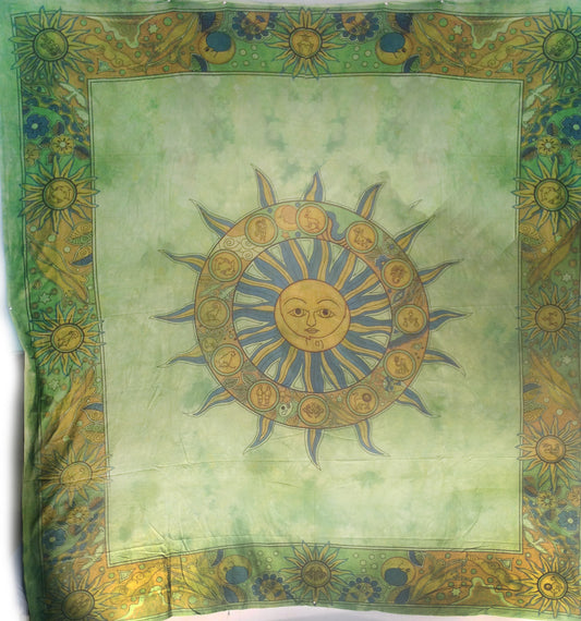 Sun with Zodiac(new) Tapestry - HalfMoonMusic