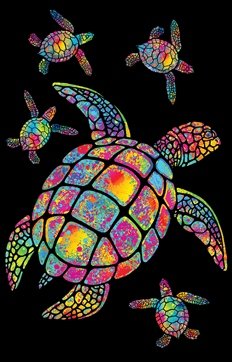 Painted Turtle Black Light Poster - HalfMoonMusic
