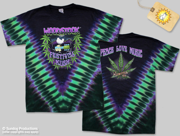 Mens WoodStock Kush Tie Dye T-Shirt - HalfMoonMusic