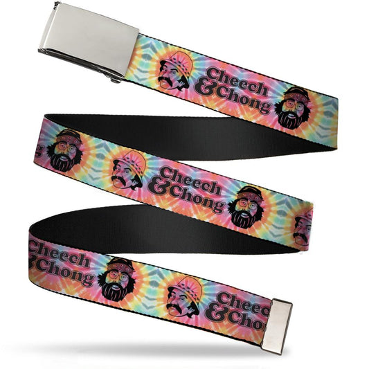 Tie-Dye Cheech & Chong Clamp Buckle Belt - HalfMoonMusic